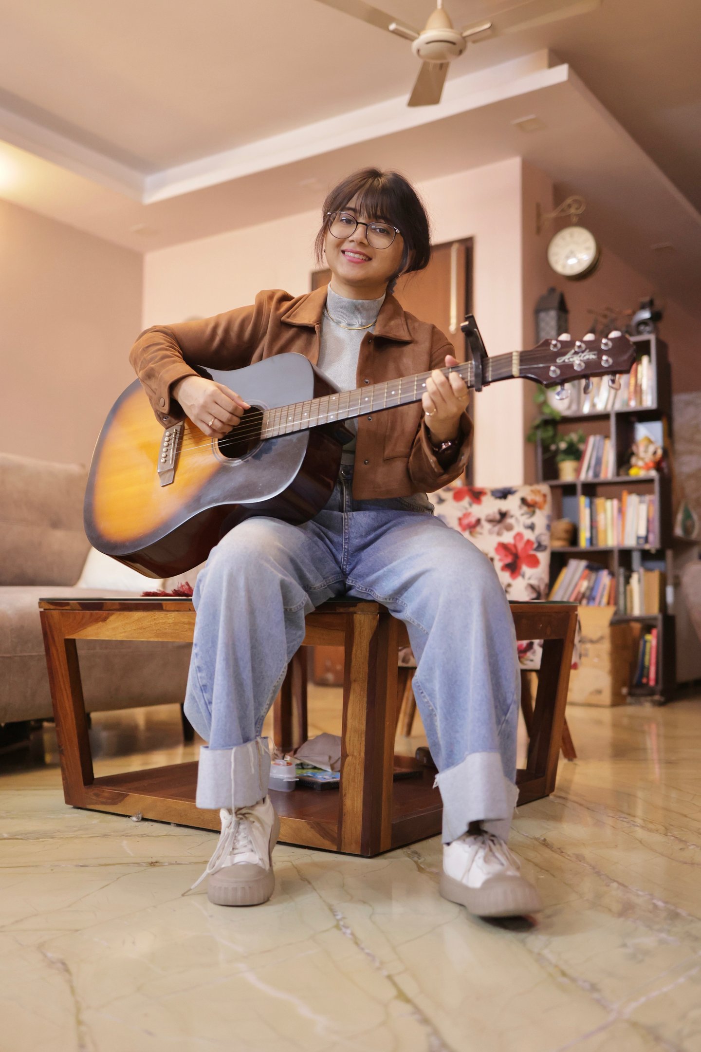 With guitar